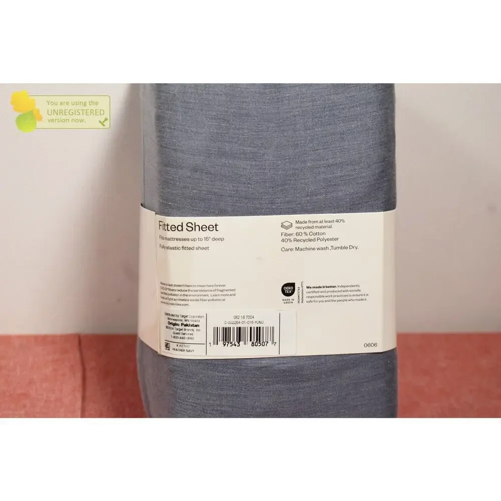 Room Essentials Easy Care Cotton Blend Sateen Fitted Sheet Navy King* #